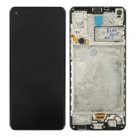 Ekranas Samsung A217F A21s su lietimui jautriu stikliuku ir rėmeliu Black originalus (service pack)