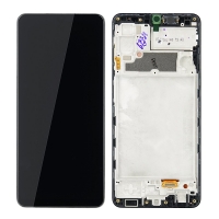 Ekranas Samsung A225 A22 4G su lietimui jautriu stikliuku ir rėmeliu Black originalus (service pack)