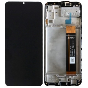Ekranas Samsung A235 A23 4G 2022 su lietimui jautriu stikliuku ir rėmeliu Black originalus (service pack)