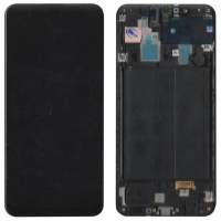 Ekranas Samsung A305 A30 2019 su lietimui jautriu stikliuku ir rėmeliu Black originalus (service pack)