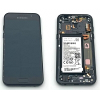 Ekranas Samsung A320 A3 (2017) su lietimui jautriu stikliuku ir rėmeliu juodas originalus (used Grade B)