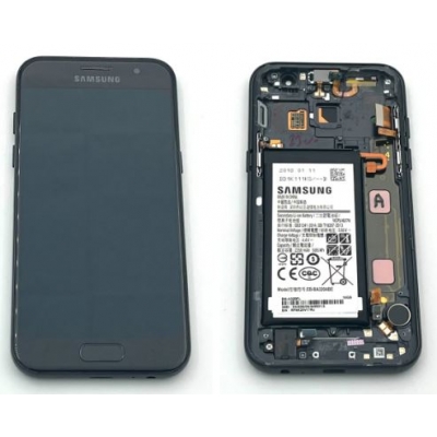 Ekranas Samsung A320 A3 (2017) su lietimui jautriu stikliuku ir rėmeliu juodas originalus (used Grade B) Ekranas Samsung A320 A3 (2017) su lietimui jautriu stikliuku ir rėmeliu juodas originalus (used Grade B)