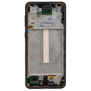 Ekranas Samsung A336 A33 5G 2022 su lietimui jautriu stikliuku ir rėmeliu Black OLED (real size)