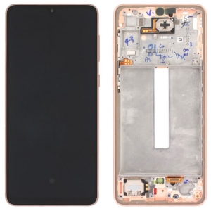 Ekranas Samsung A336 A33 5G 2022 su lietimui jautriu stikliuku ir rėmeliu Peach originalus (service pack)