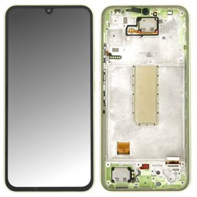Ekranas Samsung A346 A34 5G 2023 su lietimui jautriu stikliuku ir rėmeliu Lime originalus (service pack)