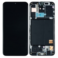 Ekranas Samsung A415 A41 2020 su lietimui jautriu stikliuku ir rėmeliu Black originalus (service pack)