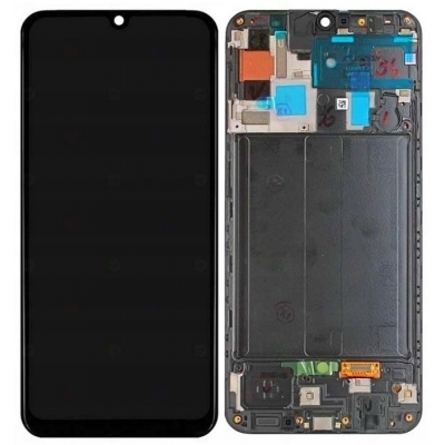 Ekranas Samsung A505 A50 2019 su lietimui jautriu stikliuku ir rėmeliu Black OLED (real size) Ekranas Samsung A505 A50 2019 su lietimui jautriu stikliuku ir rėmeliu Black OLED (real size)