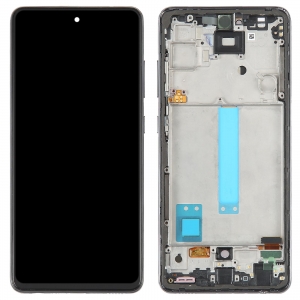 Ekranas Samsung A525 / A526 A52 4G / 5G 2021 su lietimui jautriu stikliuku ir rėmeliu Awesome Black OLED (real size)