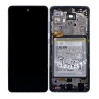 Ekranas Samsung A525 / A526 A52 4G / 5G 2021 su lietimui jautriu stikliuku ir rėmeliu ir baterija Awesome Blue originalus (service pack)