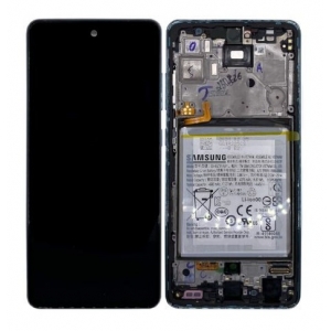 Ekranas Samsung A525 / A526 A52 4G / 5G 2021 su lietimui jautriu stikliuku ir rėmeliu ir baterija Awesome Blue originalus (service pack)