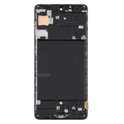 Ekranas Samsung A715 A71 2020 su lietimui jautriu stikliuku ir rėmeliu Black OLED (real size)