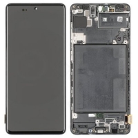 Ekranas Samsung A715 A71 2020 su lietimui jautriu stikliuku ir rėmeliu Black originalus (service pack)