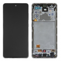 Ekranas Samsung A725 / A726 A72 4G / 5G su lietimui jautriu stikliuku ir rėmeliu White originalus (service pack)