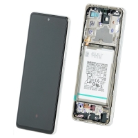 Ekranas Samsung A725 / A726 A72 4G / 5G su lietimui jautriu stikliuku ir rėmeliu ir baterija White originalus (service pack)