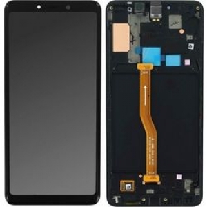 Ekranas Samsung A920F A9 (2018) su lietimui jautriu stikliuku ir rėmeliu Black originalus (service pack)