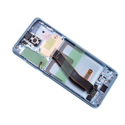 Ekranas Samsung G981F / G980F S20 su lietimui jautriu stikliuku ir rėmeliu Cloud Blue originalus (service pack) Ekranas Samsung G981F / G980F S20 su lietimui jautriu stikliuku ir rėmeliu Cloud Blue originalus (service pack)