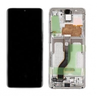 Ekranas Samsung G985F / G986F S20 Plus su lietimui jautriu stikliuku ir rėmeliu Cloud White originalus (service pack)