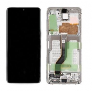 Ekranas Samsung G985F / G986F S20 Plus su lietimui jautriu stikliuku ir rėmeliu Cloud White originalus (service pack)