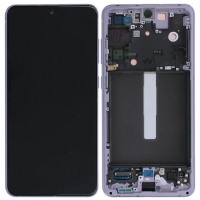 Ekranas Samsung G990 S21 FE 5G su lietimui jautriu stikliuku ir rėmeliu Lavender originalus (service pack)