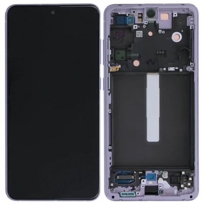 Ekranas Samsung G990 S21 FE 5G su lietimui jautriu stikliuku ir rėmeliu Lavender originalus (service pack) Ekranas Samsung G990 S21 FE 5G su lietimui jautriu stikliuku ir rėmeliu Lavender originalus (service pack)