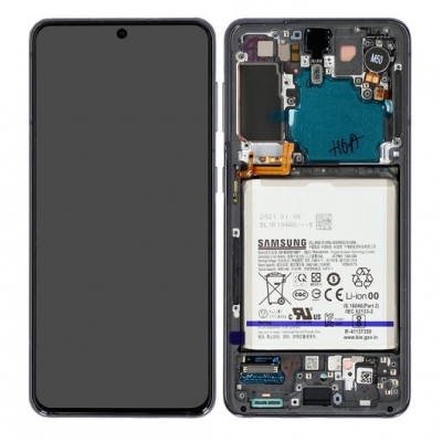 Ekranas Samsung G991 S21 5G su lietimui jautriu stikliuku ir rėmeliu Phantom Grey originalus (service pack) Ekranas Samsung G991 S21 5G su lietimui jautriu stikliuku ir rėmeliu Phantom Grey originalus (service pack)