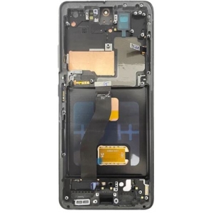 Ekranas Samsung G998 S21 Ultra su lietimui jautriu stikliuku ir rėmeliu Phantom Black OLED (real size)