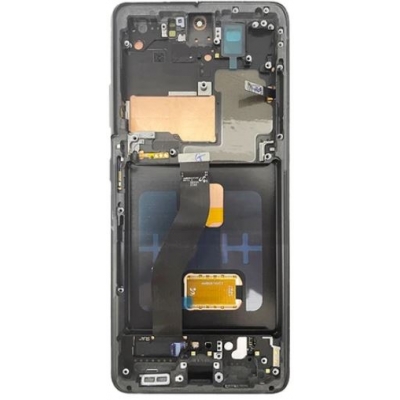 Ekranas Samsung G998 S21 Ultra su lietimui jautriu stikliuku ir rėmeliu Phantom Black OLED (real size) Ekranas Samsung G998 S21 Ultra su lietimui jautriu stikliuku ir rėmeliu Phantom Black OLED (real size)