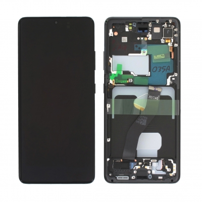Ekranas Samsung G998 S21 Ultra su lietimui jautriu stikliuku ir rėmeliu Phantom Black originalus (assembled service pack) Ekranas Samsung G998 S21 Ultra su lietimui jautriu stikliuku ir rėmeliu Phantom Black originalus (assembled service pack)