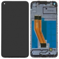 Ekranas Samsung M115 M11 2020 su lietimui jautriu stikliuku ir rėmeliu Black originalus