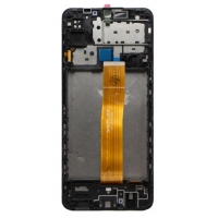 Ekranas Samsung M127 M12 2021 su lietimui jautriu stikliuku ir rėmeliu Black originalus
