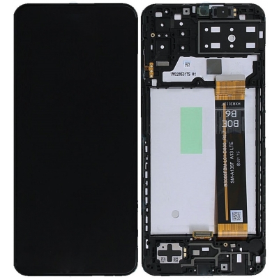Ekranas Samsung M135 M13 4G 2022 su lietimui jautriu stikliuku ir rėmeliu Black originalus Ekranas Samsung M135 M13 4G 2022 su lietimui jautriu stikliuku ir rėmeliu Black originalus