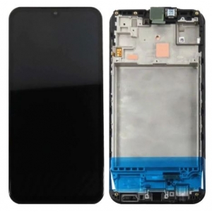 Ekranas Samsung M156 M15 5G su lietimui jautriu stikliuku ir rėmeliu Black originalus (service pack)