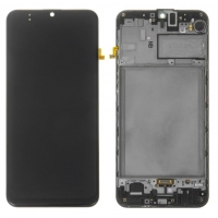 Ekranas Samsung M307 M30S 2019 / M215 M21 2020 su lietimui jautriu stikliuku ir rėmeliu Black originalus (service pack)