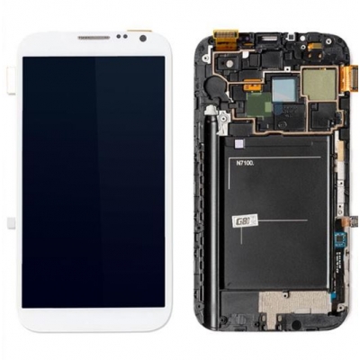 Ekranas Samsung N7100 Note 2 su lietimui jautriu stikliuku ir rėmeliu White originalus (service pack) Ekranas Samsung N7100 Note 2 su lietimui jautriu stikliuku ir rėmeliu White originalus (service pack)
