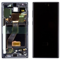 Ekranas Samsung N970F Note 10 su lietimui jautriu stikliuku ir rėmeliu Black originalus (used Grade B)