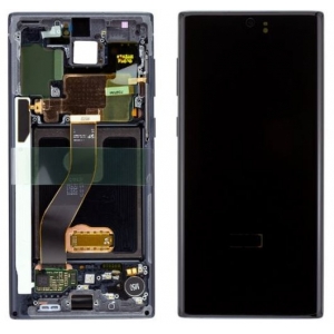Ekranas Samsung N970F Note 10 su lietimui jautriu stikliuku ir rėmeliu Black originalus (used Grade C)