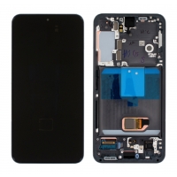 Ekranas Samsung S901 S22 5G su lietimui jautriu stikliuku ir rėmeliu Phantom Black originalus (service pack)