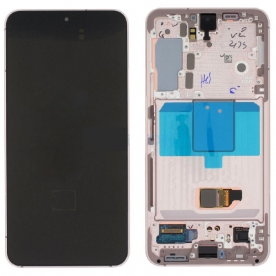 Ekranas Samsung S901 S22 5G su lietimui jautriu stikliuku ir rėmeliu Pink Gold originalus (used Grade C) Ekranas Samsung S901 S22 5G su lietimui jautriu stikliuku ir rėmeliu Pink Gold originalus (used Grade C)