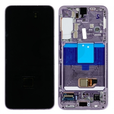 Ekranas Samsung S901 S22 5G su lietimui jautriu stikliuku ir rėmeliu Purple originalus (service pack) Ekranas Samsung S901 S22 5G su lietimui jautriu stikliuku ir rėmeliu Purple originalus (service pack)