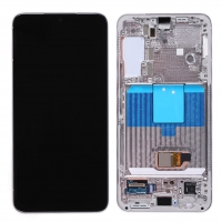 Ekranas Samsung S901 S22 5G su lietimui jautriu stikliuku ir rėmeliu White / Cream / Sky Blue originalus (service pack)