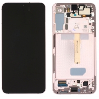 Ekranas Samsung S906 S22 Plus su lietimui jautriu stikliuku ir rėmeliu Pink Gold originalus (used Grade C)