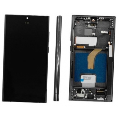 Ekranas Samsung S908 S22 Ultra su lietimui jautriu stikliuku ir rėmeliu Black OLED (real size) Ekranas Samsung S908 S22 Ultra su lietimui jautriu stikliuku ir rėmeliu Black OLED (real size)