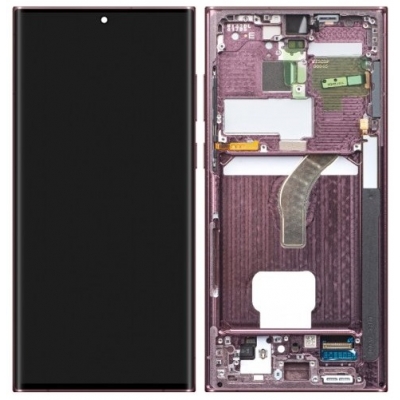 Ekranas Samsung S908 S22 Ultra su lietimui jautriu stikliuku ir rėmeliu Burgundy originalus (service pack) Ekranas Samsung S908 S22 Ultra su lietimui jautriu stikliuku ir rėmeliu Burgundy originalus (service pack)
