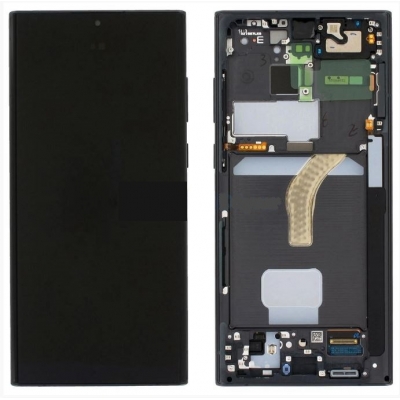 Ekranas Samsung S908 S22 Ultra su lietimui jautriu stikliuku ir rėmeliu Phantom Black originalus (service pack) Ekranas Samsung S908 S22 Ultra su lietimui jautriu stikliuku ir rėmeliu Phantom Black originalus (service pack)