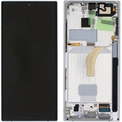 Ekranas Samsung S908 S22 Ultra su lietimui jautriu stikliuku ir rėmeliu Phantom White originalus (service pack) Ekranas Samsung S908 S22 Ultra su lietimui jautriu stikliuku ir rėmeliu Phantom White originalus (service pack)