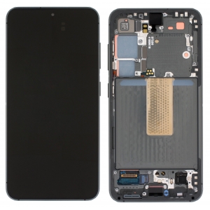 Ekranas Samsung S911 S23 5G su lietimui jautriu stikliuku ir rėmeliu Green originalus (used Grade C)
