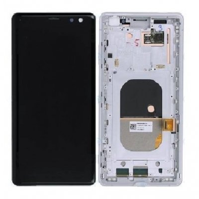 Ekranas Sony Xperia XZ3 H8416 / H9436 su lietimui jautriu stikliuku ir rėmeliu White originalus (used Grade B)