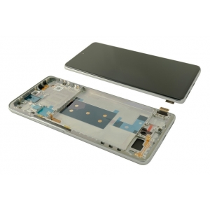 Ekranas Xiaomi 11T Pro 5G su lietimui jautriu stikliuku ir rėmeliu Moonlight White / Silver originalus (service pack)