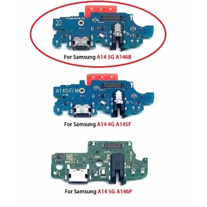 Lanksčioji jungtis Samsung A146B A14 5G 2023 su įkrovimo kontaktu, mikrofonu, ausinių lizdu originali (service pack)