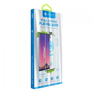LCD apsauginis stikliukas Bestsuit Flexible Hybrid Glass 5D (Hot Bending) Samsung G988 S20 Ultra pritaikytas dėklui juodas